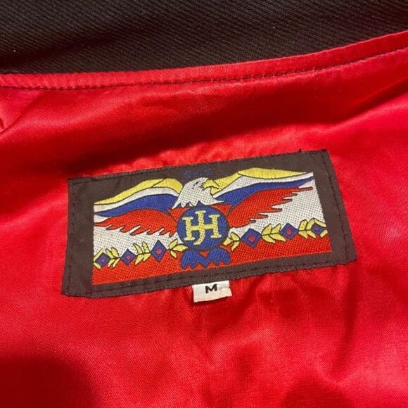 Vintage JEff Hamilton NFL tazmanian blitz Leather Bomber Jacket Taz 90s devil - Picture 4 of 4